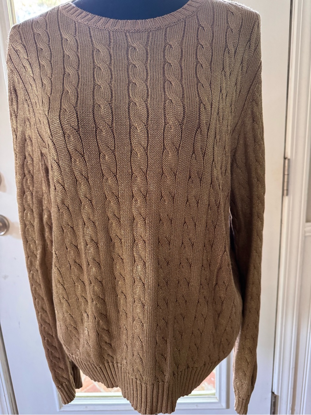 Gold metallic cable knit sweater size XL